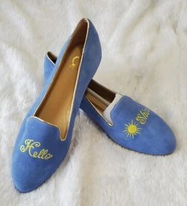 C. WONDER linea donna scarpe casual CHLOE blu slip on pelle scamosciata piatta taglia 8 W NUOVE - Foto 1 di 8