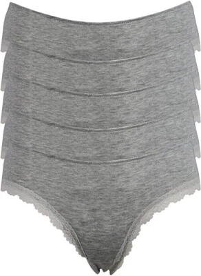 Nuevo paquete de 5 calzoncillos bragas pierna alta modales grises suaves ribete de encaje ropa interior para damas Foto 1 de 2