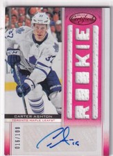12/13 PANINI CERTIFIED CARTER ASHTON MIRROR RED RC ROOKIE JERSEY AUTO /100 #181