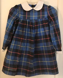 Vintage Key To Fashion Coming Thing Girls 6X Blue Plaid Dress Collar Long Sleeve - Picture 1 of 10