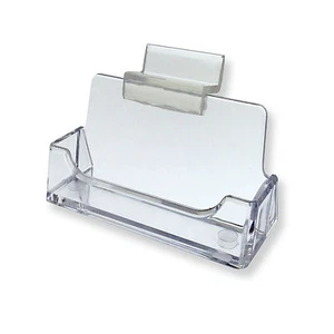 Slatwall Clear Plastic Business Card Holder Display Stand Desk Rack Qty 24 - Picture 1 of 3