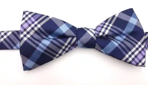 $100 Countess Mara Mens Purple Blue Silk Check Bow Tie Classic Adjustable Bowtie - Picture 1 of 4