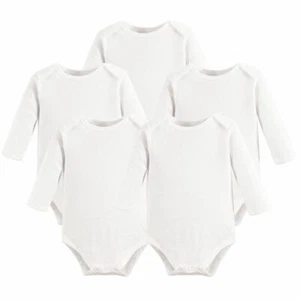 Touched By Nature Organic Cotton Long-Sleeve Bodysuit, 5-Pack, White - Picture 1 of 1