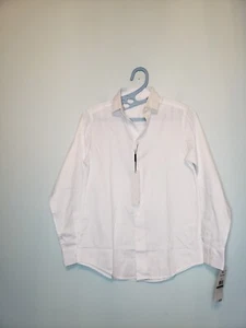 Calvin Klein Boys 14 Regular Dress Shirt Sateen Modern Fit White NWT - Picture 1 of 9