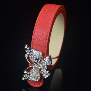 Kids Girls Leather Butterfly Pattern Buckle Belt for Jeans School Uniform - Picture 1 of 20