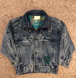 Giacca jeans vintage giovane piccola attrezzatura urbana lavaggio acido foderata cappotto anni 80 - Foto 1 di 15