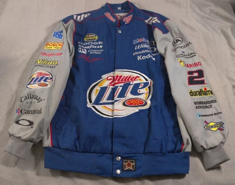 Chase Authentics Rusty Wallace Jacket Blue XL Miller Lite Nascar Last Call 2005 Cover