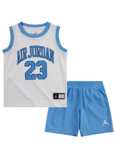 Jordan 23 Kids White Blue Boys Tank & Shorts Set 857559-B9F - Picture 1 of 6