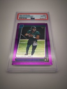 2021 Donruss Trevor Lawrence Season Stat Line Purple 448/500  **PSA 10 GEM**