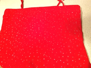 Dark RED with Silver GLITTER design Spaghetti Strap STRETCHY Top Bars/Party/Xmas - Picture 1 of 6