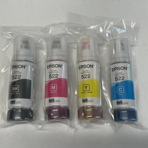 Genuine Epson 522 Ink Bottles 4 Pack for ET-2720 ET-2800 ET-2803 ET-4700 ET-4800 - Picture 1 of 3