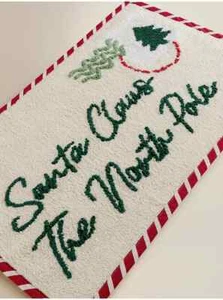 Christmas Santa Claus The North Pole Bath Mat 100% cotton 50 x 80cm New - Picture 1 of 2