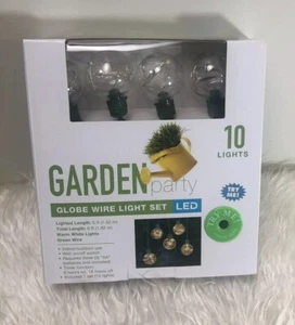 New Outdoor Globe Wire Light 5Ft LED 10 Lights Patio String Light Green Wire - Picture 1 of 3