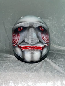 JIGSAW Billy The Puppet custom painted motorcycle helmet Ready TO Ship Size LG - Picture 1 of 4