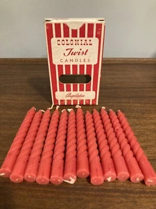 Vintage Colonial Twist Red Candles (12) Angelabra 4.5” Unused Original Box USA - Picture 1 of 4