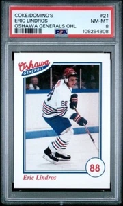 COKE DOMINO'S Oshawa Generals ERIC LINDROS Rookie OHL 21 RC Highest PSA 8 RARE - Picture 1 of 2
