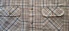 David Taylor Size Large Mens Plaid Flannel Long Sleeve Button Cuff Tan/Blue