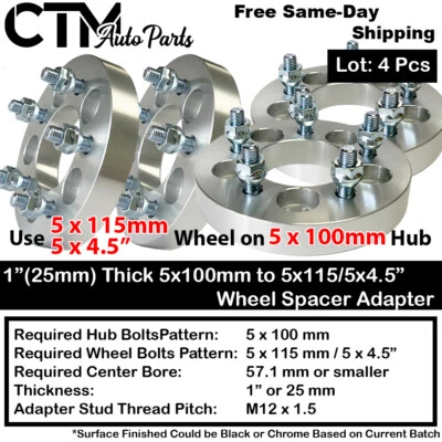 ADAPTADOR DE RUEDA ESPACIADOR 4 PIEZAS 1" GRUESO 5x100 a 5x4,5" apto para toyota/lexus/pontiac más Foto 1 de 4