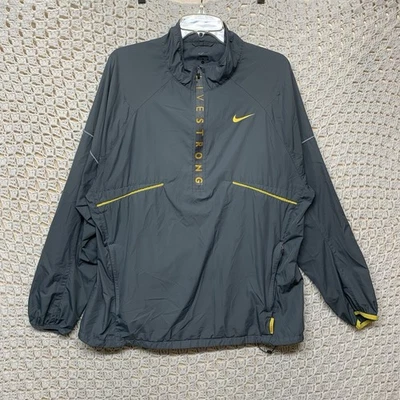 Nike Livestrong Chaqueta Cortavientos Para Hombre XL Gris Amarillo 1/2 Cremallera Pullover 413906- Foto 1 de 4