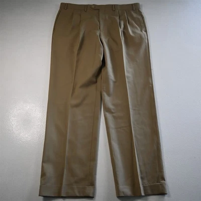 Pantalones plisados con puños Lauren Ralph Lauren 38x32 color caqui tostado 100 % lana comodidad total Foto 1 de 4