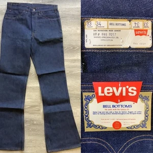 Vintage LEVI'S 646-0217 1970’s DEADSTOCK NWT BELL BOTTOMS ORANGE TAB 33X34 USA - Picture 1 of 10