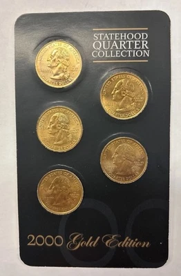 2000 P GOLD 50 STATE COMMEMORATIVE QUARTERS - 5 Coins - No Box & No Case Set 101 - Image 1 of 2