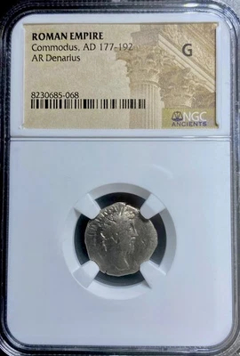 Emperador Cómodo Denario de Plata Clasificado NGC Genuino Antigua Moneda Romana 177-192AD Foto 1 de 4
