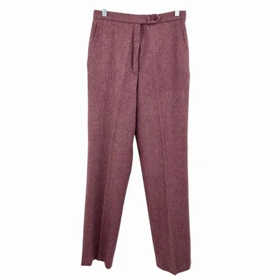 VINTAGE DANIEL FOR SPELLBOUND BURGUNDY TWEED WOOL BLEND HI WAIST PANTS - 12 - Image 1 of 4