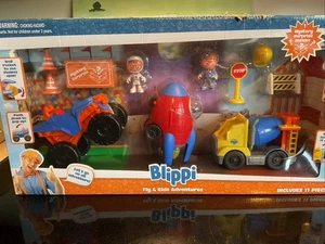RARE NEW IN BOX BLIPPI FLY & RIDE ADVENTURES Rocket, Truck, Cement Mixer 11 Pcs - Picture 1 of 13