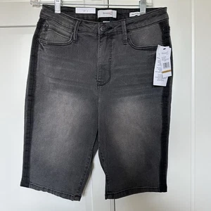 Skinnygirl Women’s Black High Rise Bermuda Shorts Stretch Pockets NWT Comfort - Picture 1 of 8