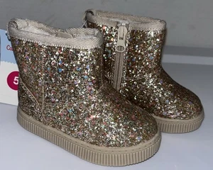 Cat & Jack Größe 5 Kleinkind Mädchen Arlo Lammfell Stil Stiefel mit Gold Glitzer - Bild 1 von 6