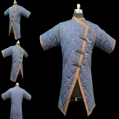 Blue Velvet Gambeson , Medieval Costume , Gambeson Armor, Mother's day Gift - Image 1 of 4