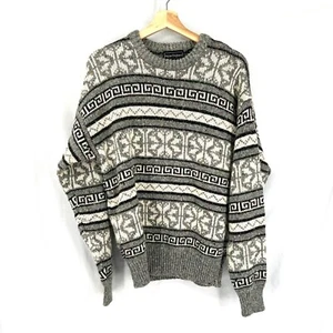 Suéter vintage Peter England años 90 y2k abuelo tejido geométrico mezcla lana boho L - Imagen 1 de 10