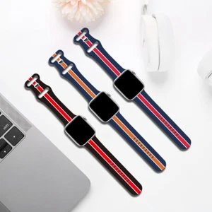 Stripe Print Strap For Apple Watch Band 46mm 41mm 42mm 44mm 45mm 49mm Silicone S - Imagen 1 de 24