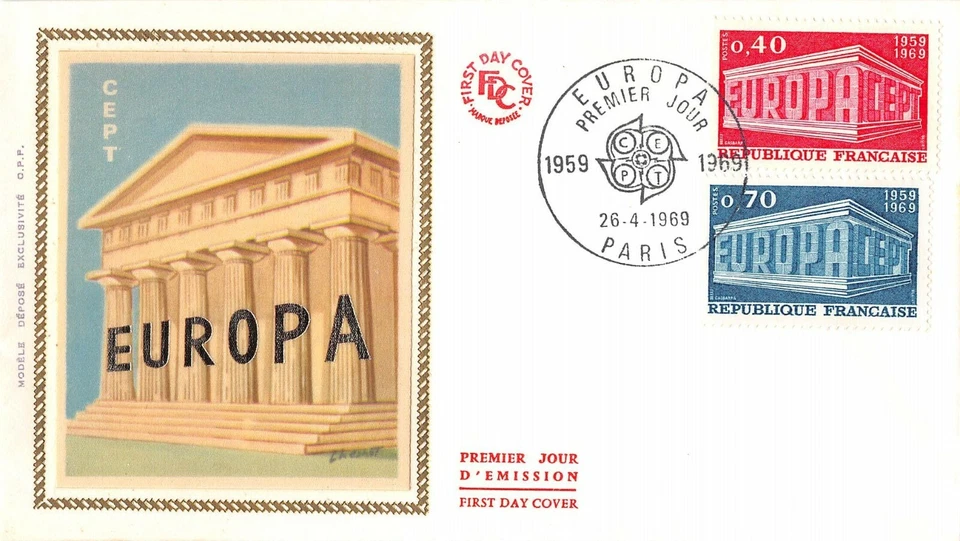 Envelope FDC SILK FRANCE EUROPA 1969 PARIS - Image 1 of 1