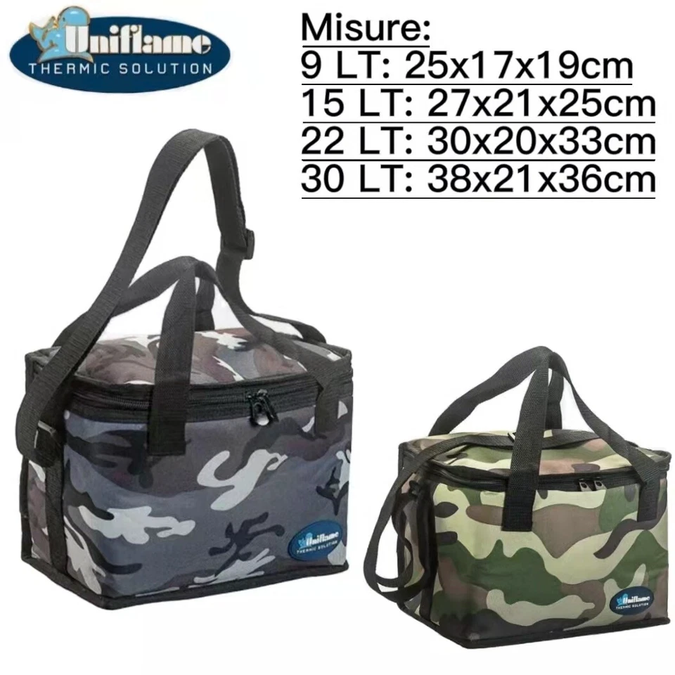 Borsa frigo UNIFLAME termica porta bevande alimenti pranzo vari Misure Motivo