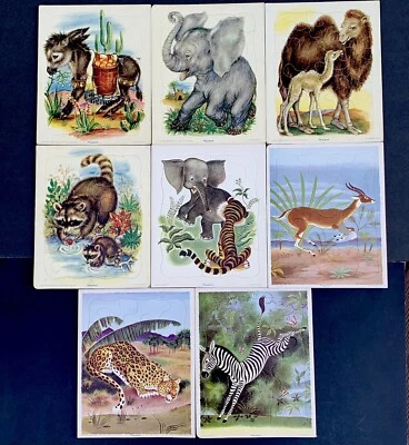 Lote de 8 ANIMAIS 2 conjuntos 4 *BÔNUS DE LEITURA bandeja quadro vintage PLAYSKOOL Golden Press - Imagem 1 de 4