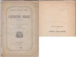 C1 Joseph VIGNANCOUR Loi Instruction 1882 Dedicace ENVOI Signed CLERMONT FERRAND - Picture 1 of 1