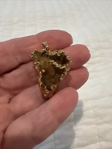 Piccolo Ciondolo Oro Elettrolato Marrone Citrino - Foto 1 di 4