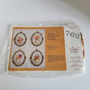 Vintage 1981 The Creative Circle Embroidery Kit Pansies w/Frame #762 New Sealed