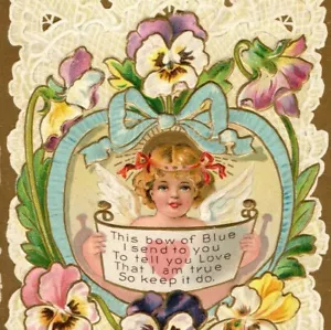 Lot (2) Variant Gold/Silver Border Antique Valentine's Day Heart No. 2 Postcard - Imagen 1 de 5