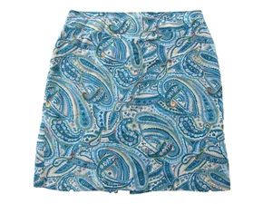 Worthington 100% Silk Blue White Paisley Straight A-Line Pencil Skirt Women 16 - Picture 1 of 6