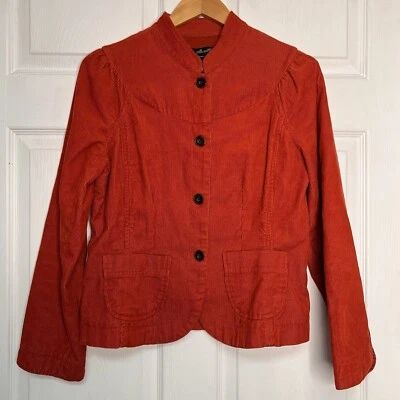 Willi Smith Mujer Grande Naranja Quemado Pana Chaqueta Años 70 Retro Hippie Boho Foto 1 de 4