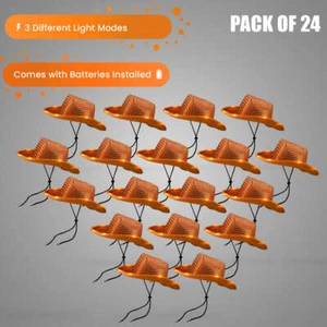 24 LED Light Up Sequin Orange Cowboy Hat - Perfect for Parties, Festivals & Rave - Picture 1 of 4