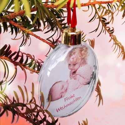 ★ Personalisierte Weihnachtskugel mit eigenem FOTO Christbaumkugel Weihnachten ★ - Bild 1 von 3