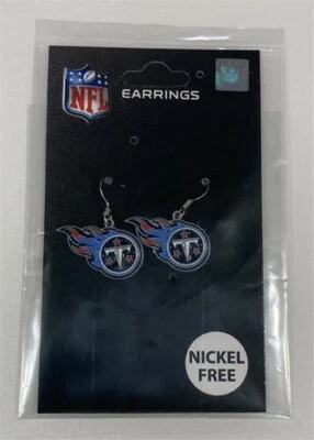 Par de pendientes colgantes de plata con logotipo del equipo de fútbol americano Tennessee Titans NFL Foto 1 de 2