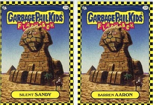 Garbage Pail Kids Flashback 1 SILENT SANDY & BARREN AARON 22A/B Base Stickers - Picture 1 of 1