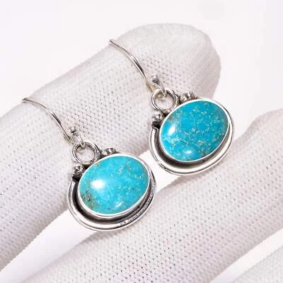Turquoise Gemstone Solid 925 Sterling Silver Bridesmaid Earring Cool Jewelry V53 - Image 1 of 4