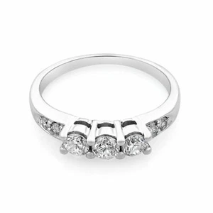 Rachel Koen Three Stone Style Engagement Ring 14K White Gold 0.55Cttw Size 8.25 - Picture 1 of 6