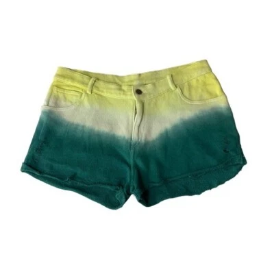 Pantalones Cortos Zara Trafaluc Dip Dye Ombre Tiro Alto Verde Amarillo Verano Pequeños Foto 1 de 4